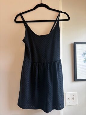 wild fable Black Eyelet Mini Dress with Spaghetti Straps
